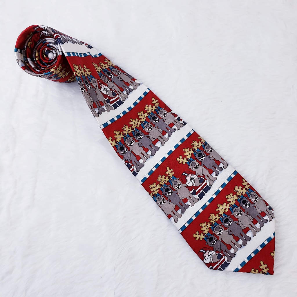 John Ashford Men Christmas Silk Tie Football - Nwt